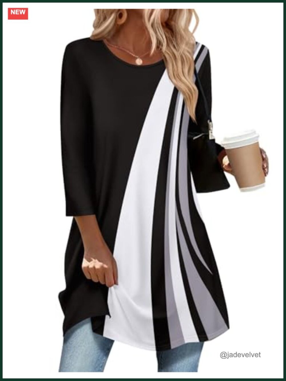 Womens Tunic Tops 3/4 Sleeve Loose Fit Casual Dressy Blouses Plus Size